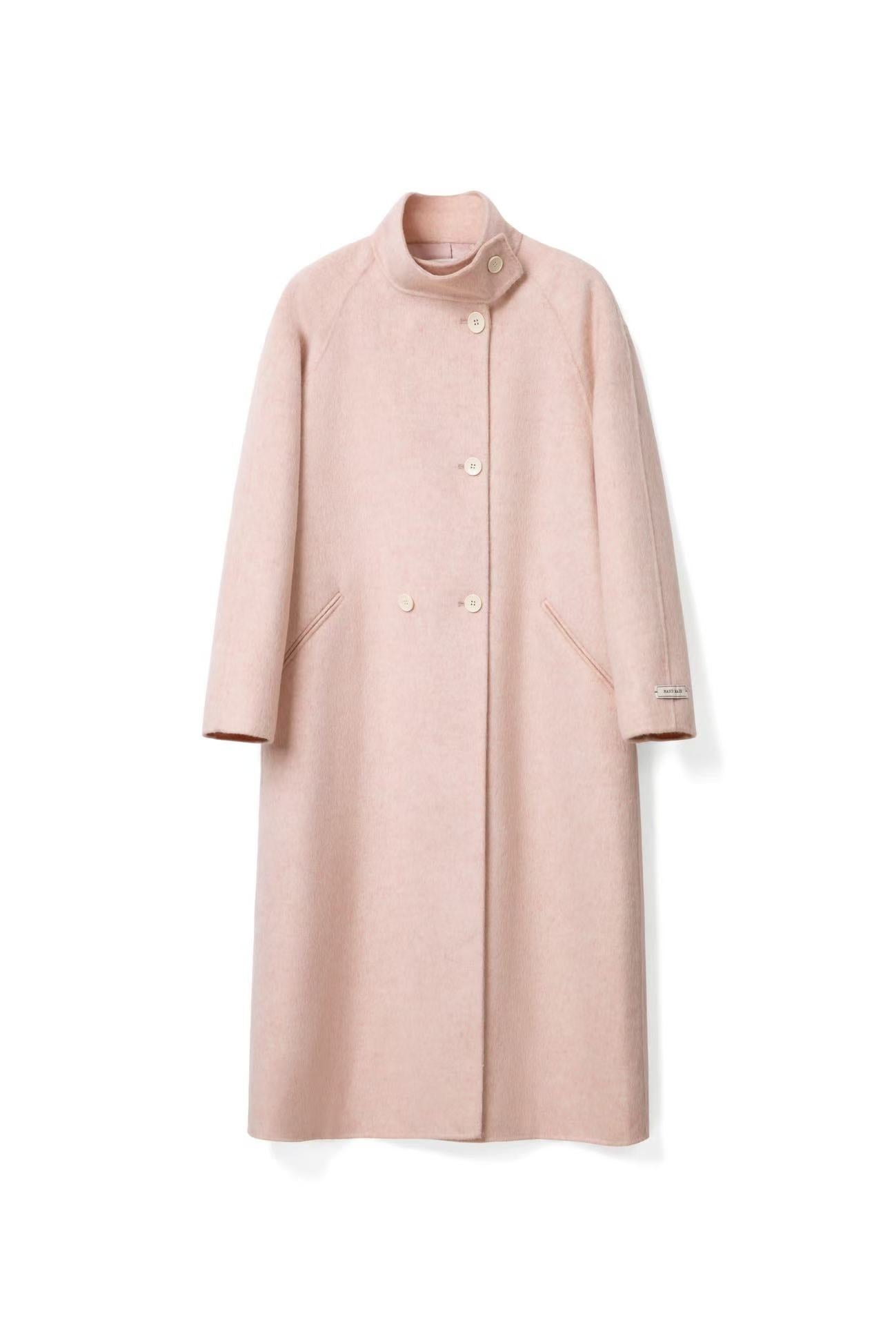 Collar Button Woolen Coat for winter Tracymade 4（S） pink