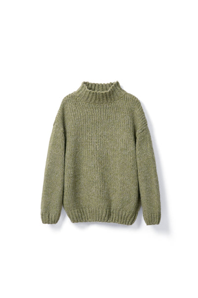 Turtleneck Sweater for spring and autumn Tracymade Free Size green