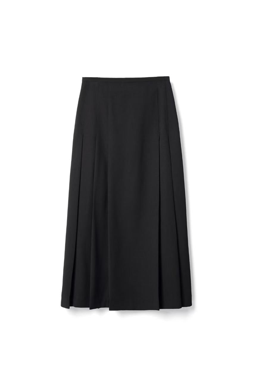Pleated Maxi Skirt for spring Tracymade 4（S） black