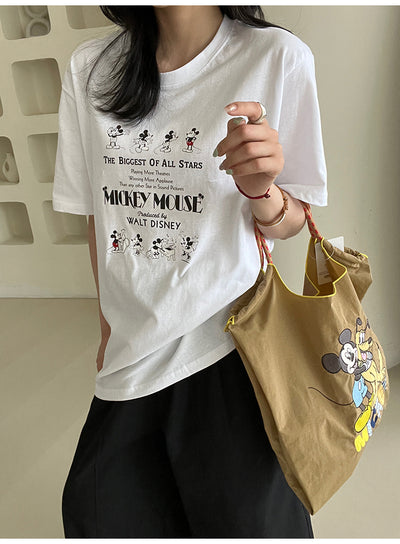 Mickey Minnie Canvas Bag Shoulder Bag Tracymade tea color