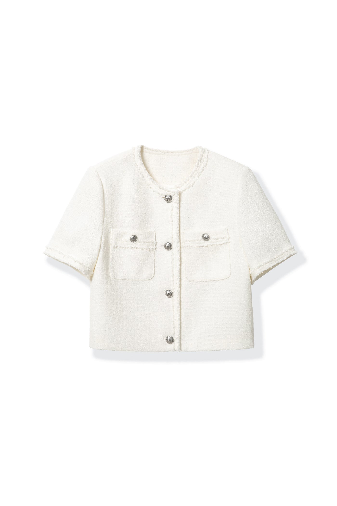 Short-sleeved feminine-style blouse with a flared design Tracymade 4（S） white