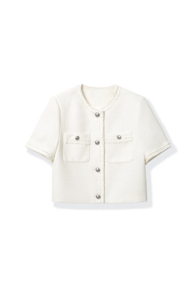 Short-sleeved feminine-style blouse with a flared design Tracymade 4（S） white