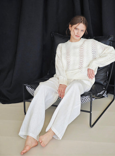 A light luxury pearlescent sequin round-neck knitted sweater Tracymade