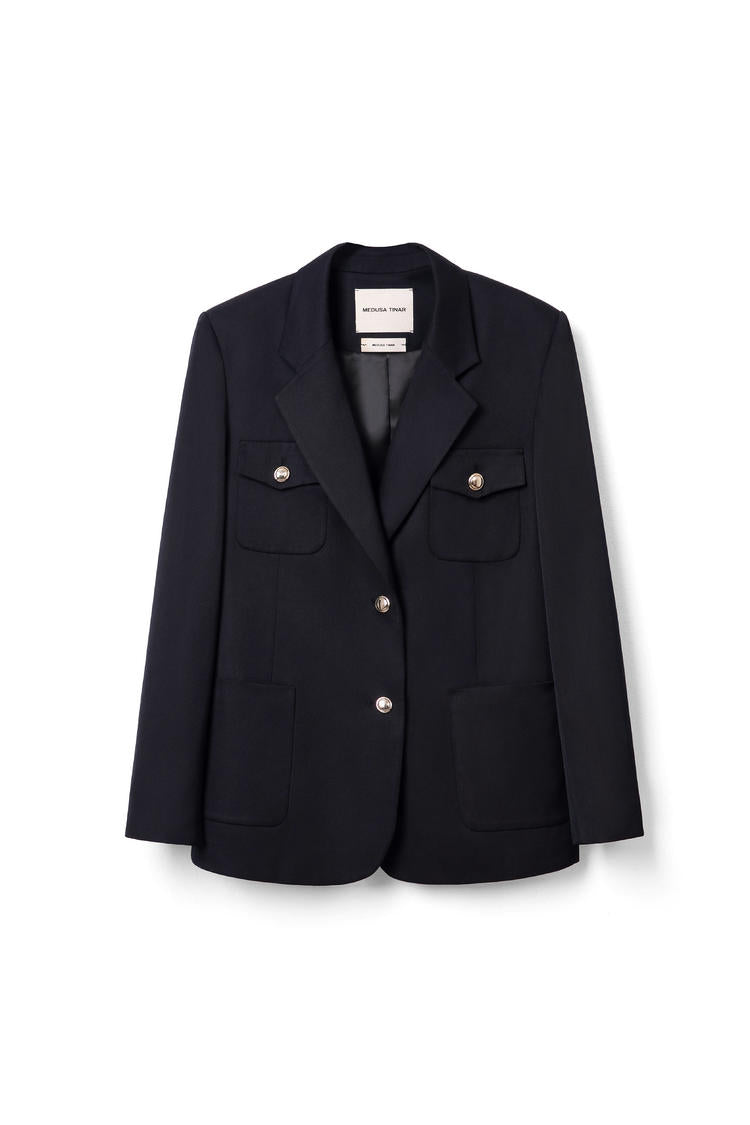 60% wool luxurious suit jacket Tracymade 4（S） Navy blue