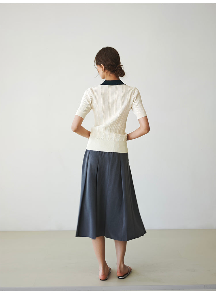 High-waisted suit pleated mid-length skirt Tracymade