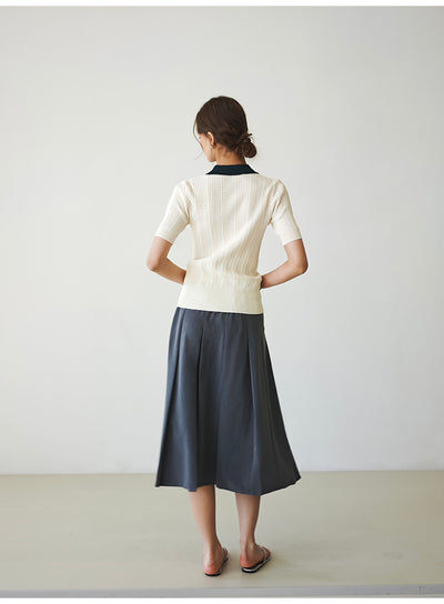 High-waisted suit pleated mid-length skirt Tracymade