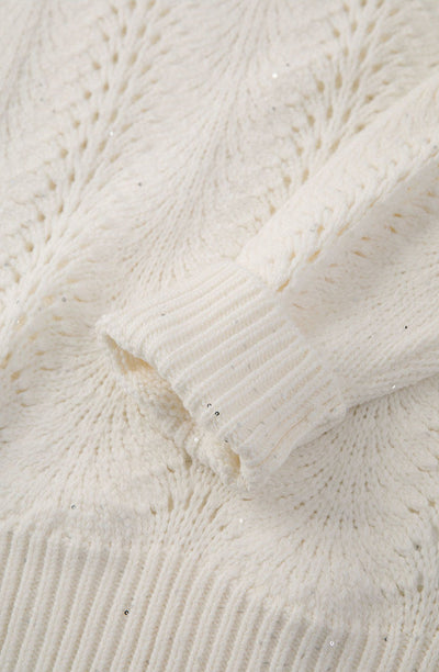 A light luxury pearlescent sequin round-neck knitted sweater Tracymade
