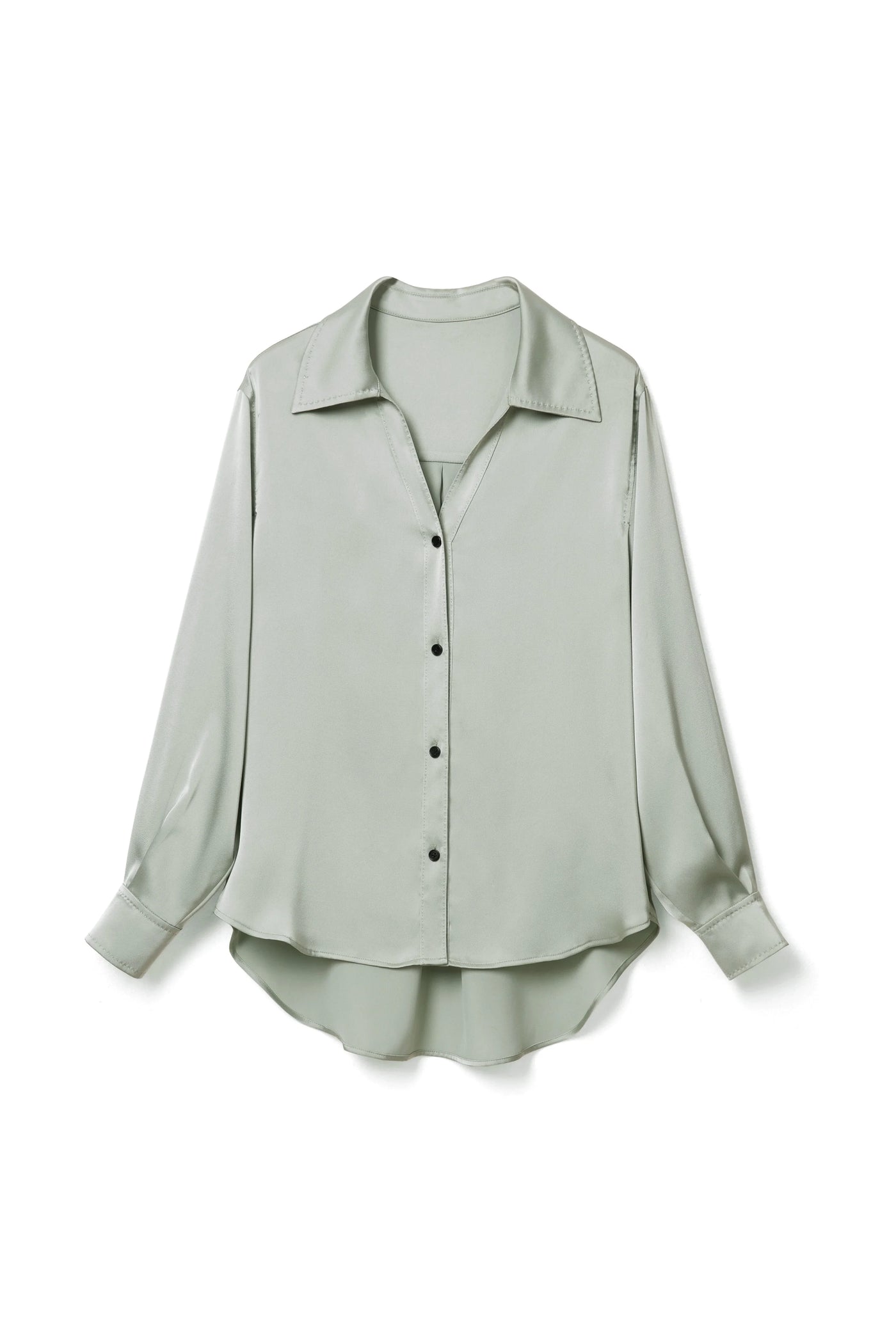 New pearlescent satin drape shirt Tracymade 4（S） green