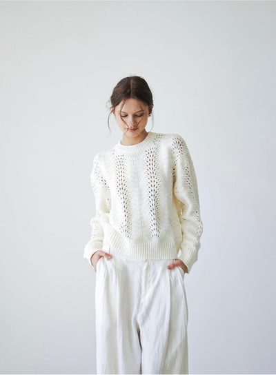 A light luxury pearlescent sequin round-neck knitted sweater Tracymade