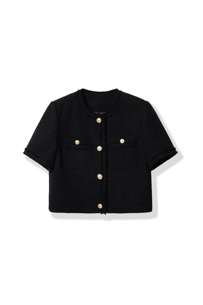 Short-sleeved feminine-style blouse with a flared design Tracymade 4（S） black