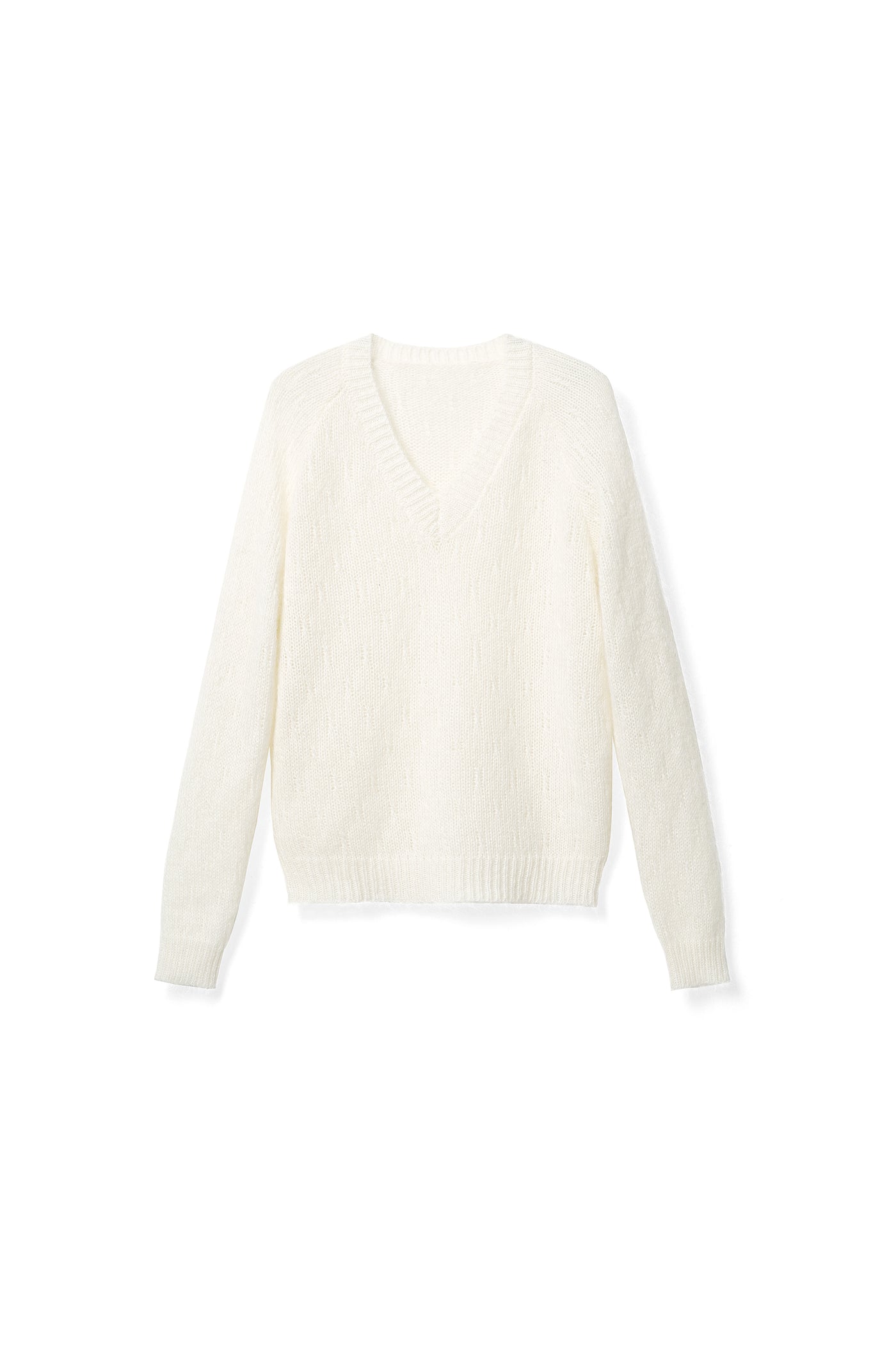 Lazy and relaxed V-neck sweater with a loose fit Tracymade 6（M） creamy white