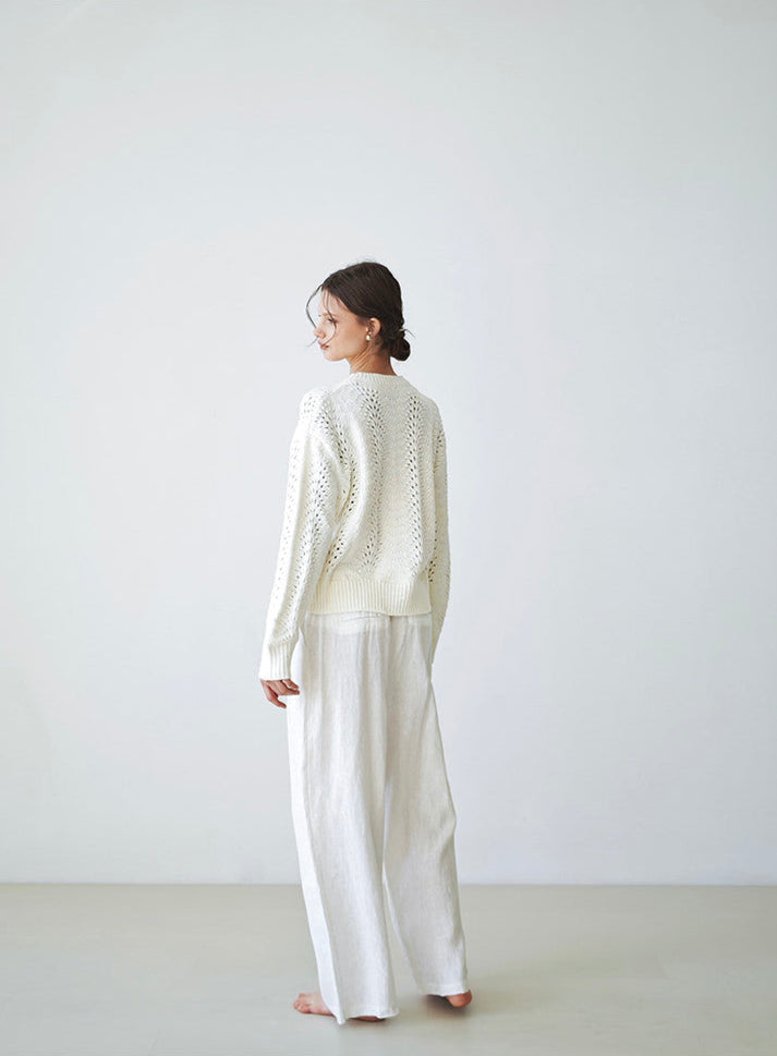 A light luxury pearlescent sequin round-neck knitted sweater Tracymade