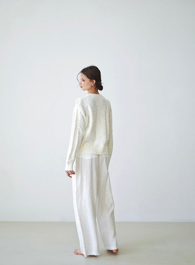 A light luxury pearlescent sequin round-neck knitted sweater Tracymade
