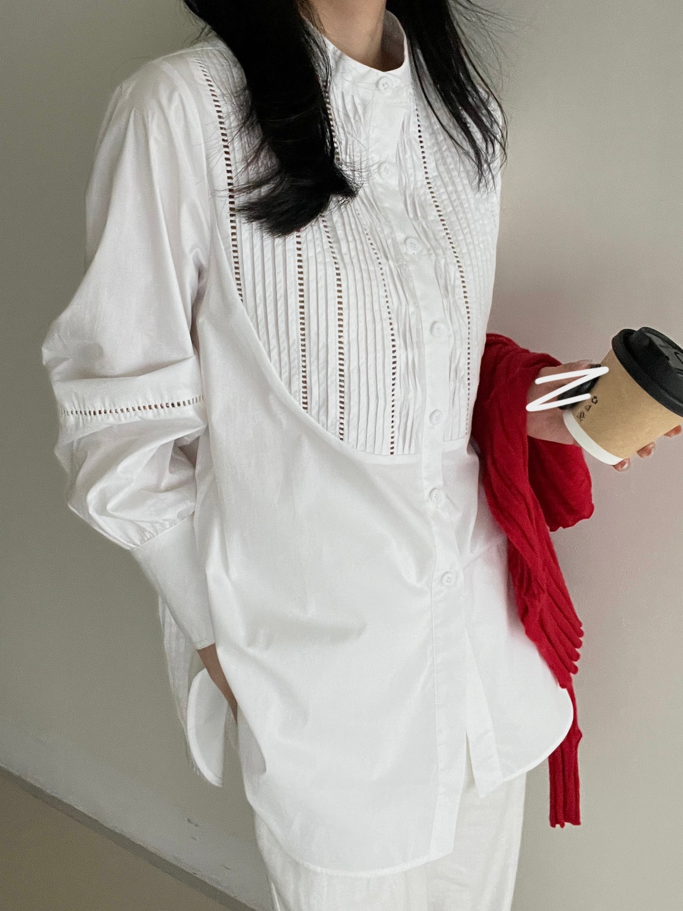 French-style pure cotton shirt Tracymade 4（S） white