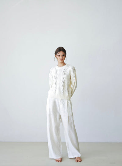 A light luxury pearlescent sequin round-neck knitted sweater Tracymade