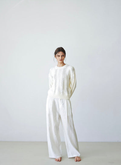 A light luxury pearlescent sequin round-neck knitted sweater Tracymade