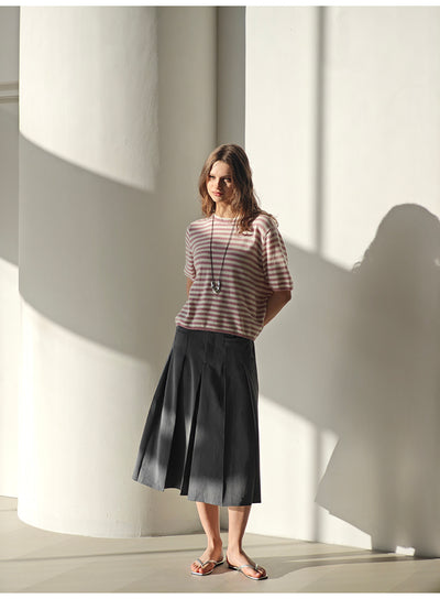 High-waisted suit pleated mid-length skirt Tracymade