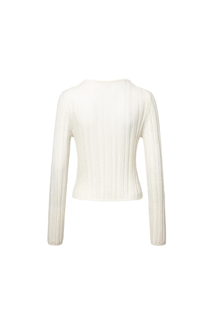 A loose-fitting knit cardigan in a French style Tracymade Free Size white