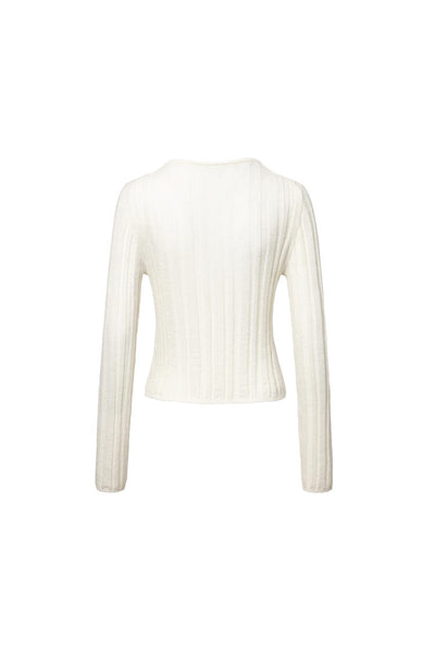 A loose-fitting knit cardigan in a French style Tracymade Free Size white