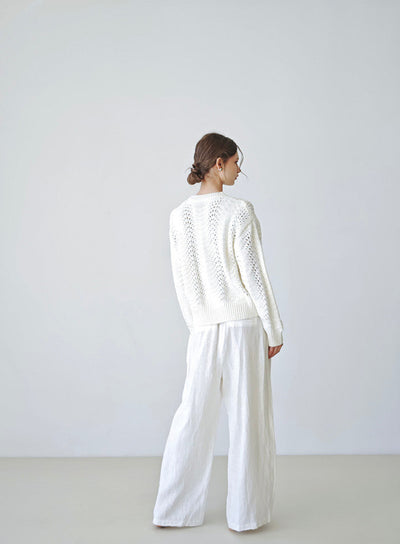 A light luxury pearlescent sequin round-neck knitted sweater Tracymade