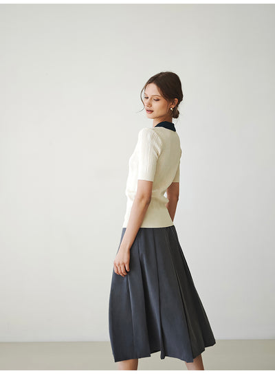 High-waisted suit pleated mid-length skirt Tracymade