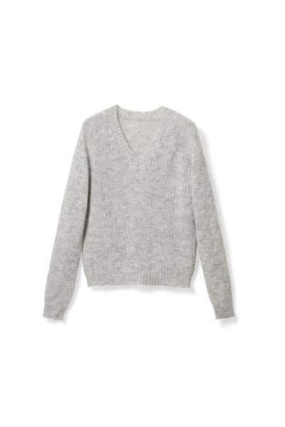 Lazy and relaxed V-neck sweater with a loose fit Tracymade 6（M） Grey