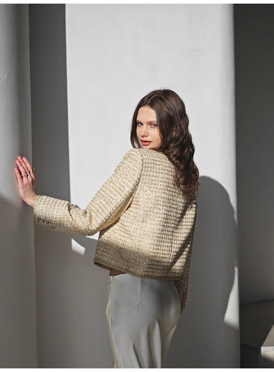 Luxurious gold-threaded banquet wool coat Tracymade