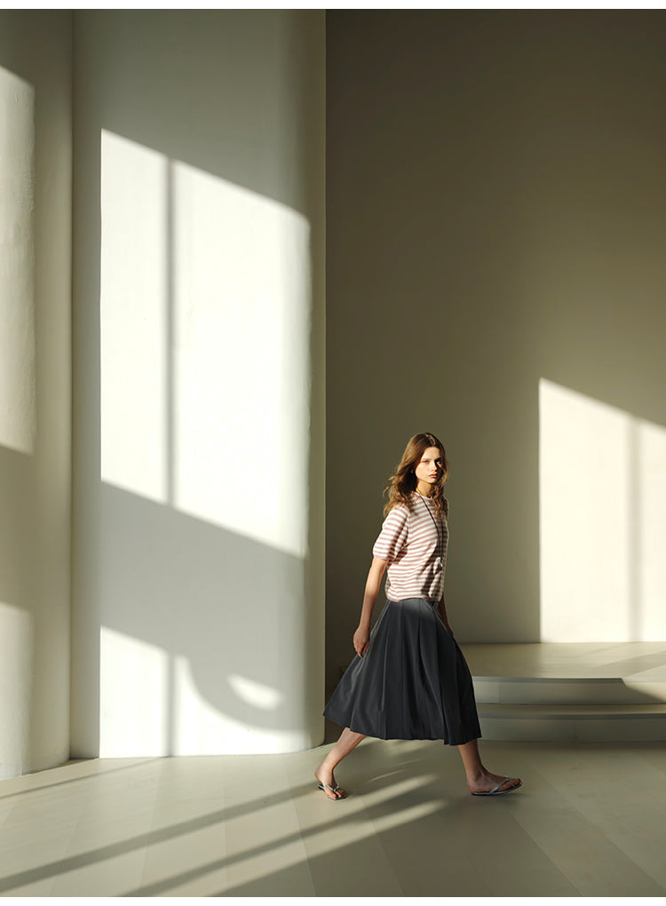 High-waisted suit pleated mid-length skirt Tracymade