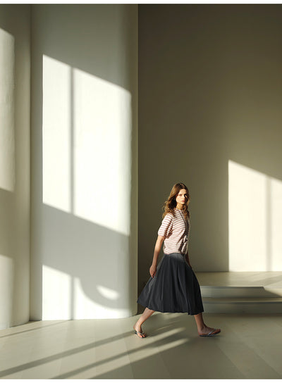 High-waisted suit pleated mid-length skirt Tracymade