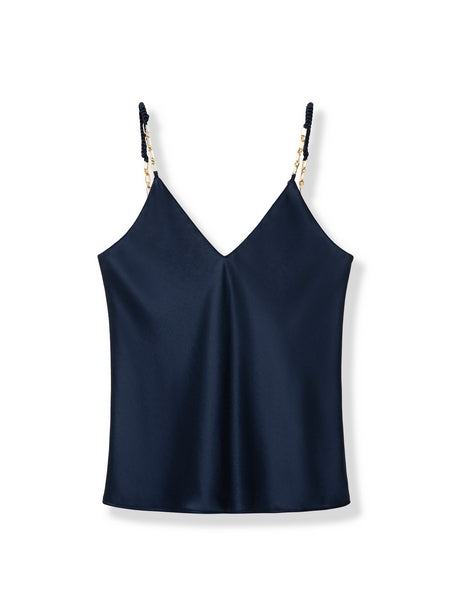 Gentle and romantic acetate strappy top Tracymade 4（S） purplish blue
