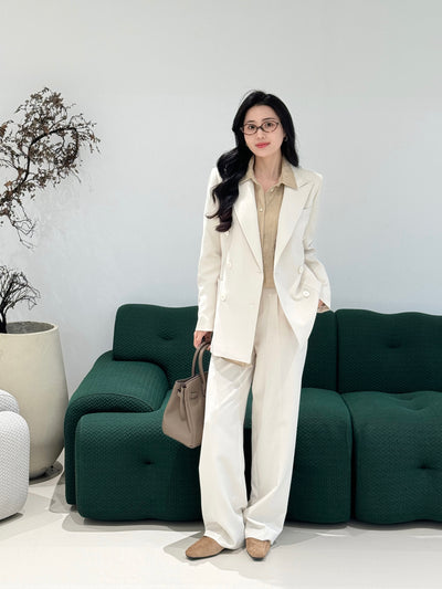 French minimalist and elegant suit set Tracymade 4（S） Milk white