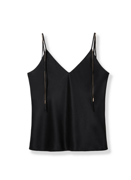 Minimalist long-chain adjustable halter top Tracymade 4（S） black