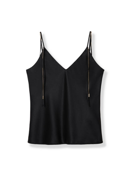 Minimalist long-chain adjustable halter top Tracymade 4（S） black