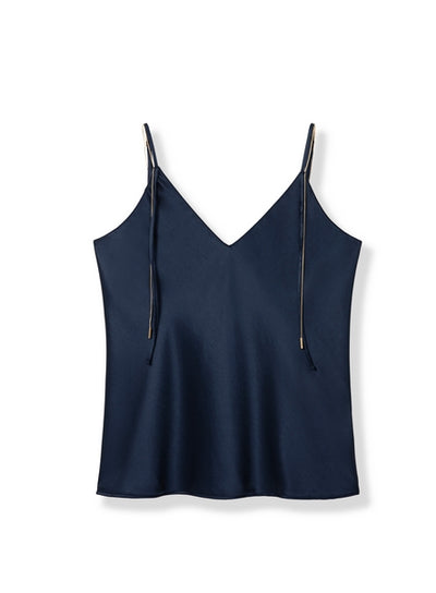 Minimalist long-chain adjustable halter top Tracymade 4（S） purplish blue