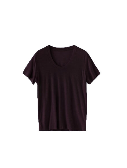 Minimalist round-neck T-shirt Tracymade 6（M） The purple