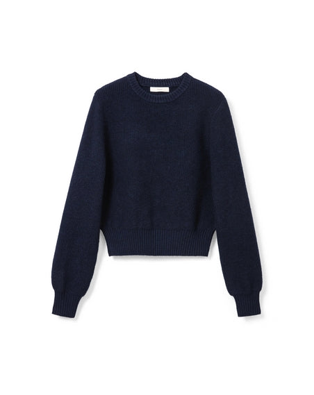 Woolen sweater, high-waisted round-neck knitted sweater Tracymade Free Size BLUE