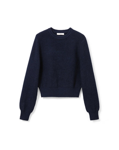 Woolen sweater, high-waisted round-neck knitted sweater Tracymade Free Size BLUE