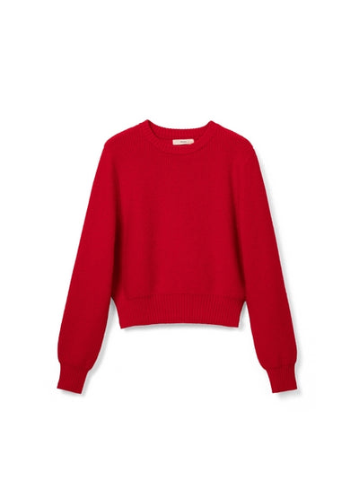 Woolen sweater, high-waisted round-neck knitted sweater Tracymade Free Size red
