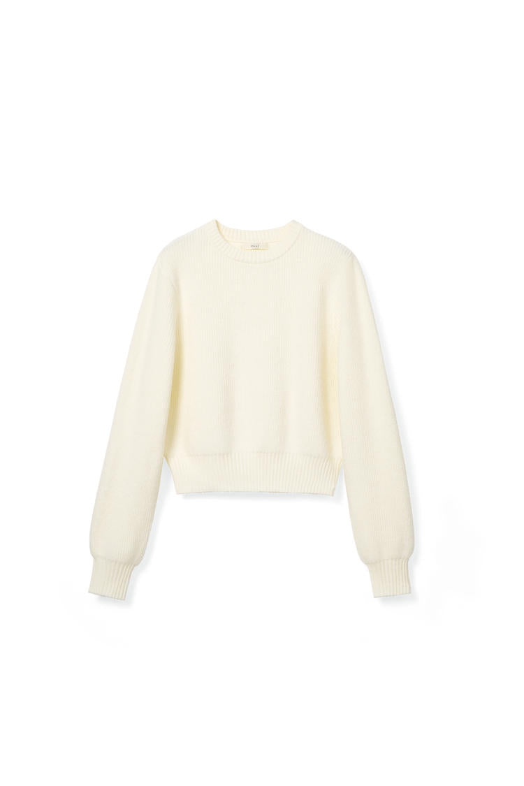 Woolen sweater, high-waisted round-neck knitted sweater Tracymade Free Size white