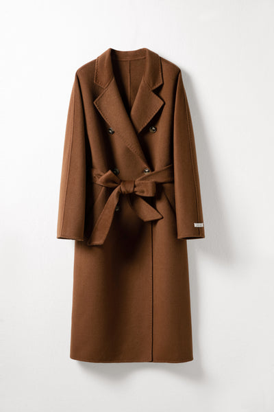 Plush Wool Coat With Belt Tracymade XS brown
