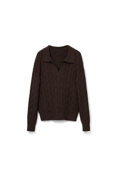 Lazy semi-open-neck loose knit sweater Tracymade