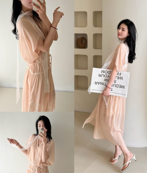 A loose and form-fitting chiffon summer dress set of two pieces Tracymade
