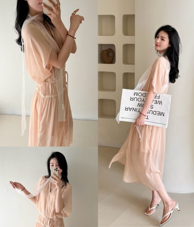 A loose and form-fitting chiffon summer dress set of two pieces Tracymade
