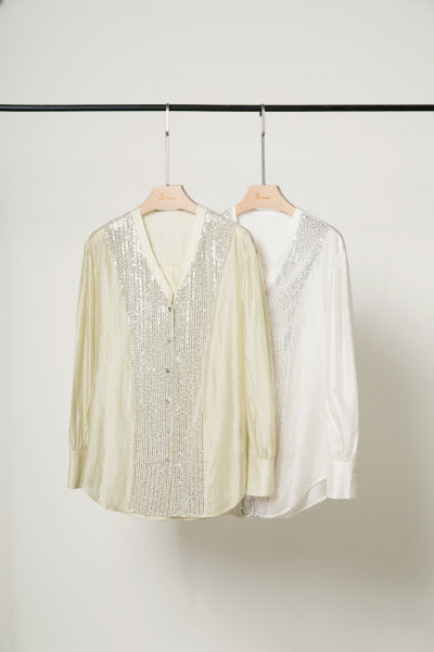 Tencel pearl wide shirt for spring Tracymade