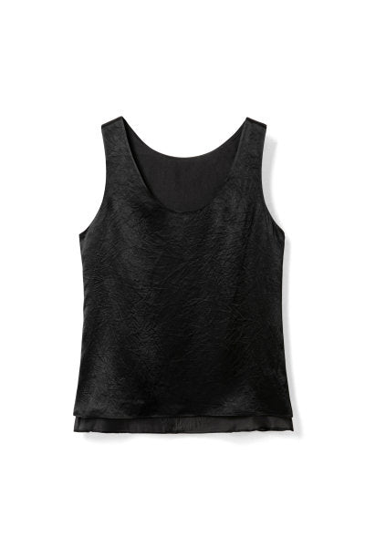 Minimalist double-layer skin-friendly sleeveless vest Tracymade 4（S） black