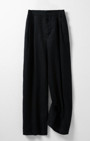 TOP 8 100% linen wide pants Tracymade 4（S） black
