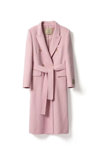Button Woolen Coat With Belt for winter Tracymade 4（S） pink