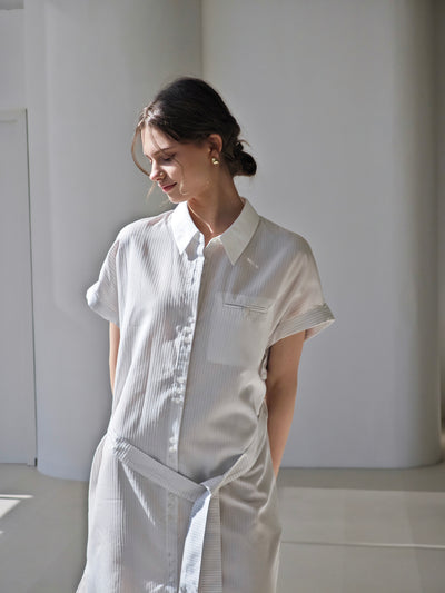 French-style lace-up fitted two-piece blouse women dress Tracymade