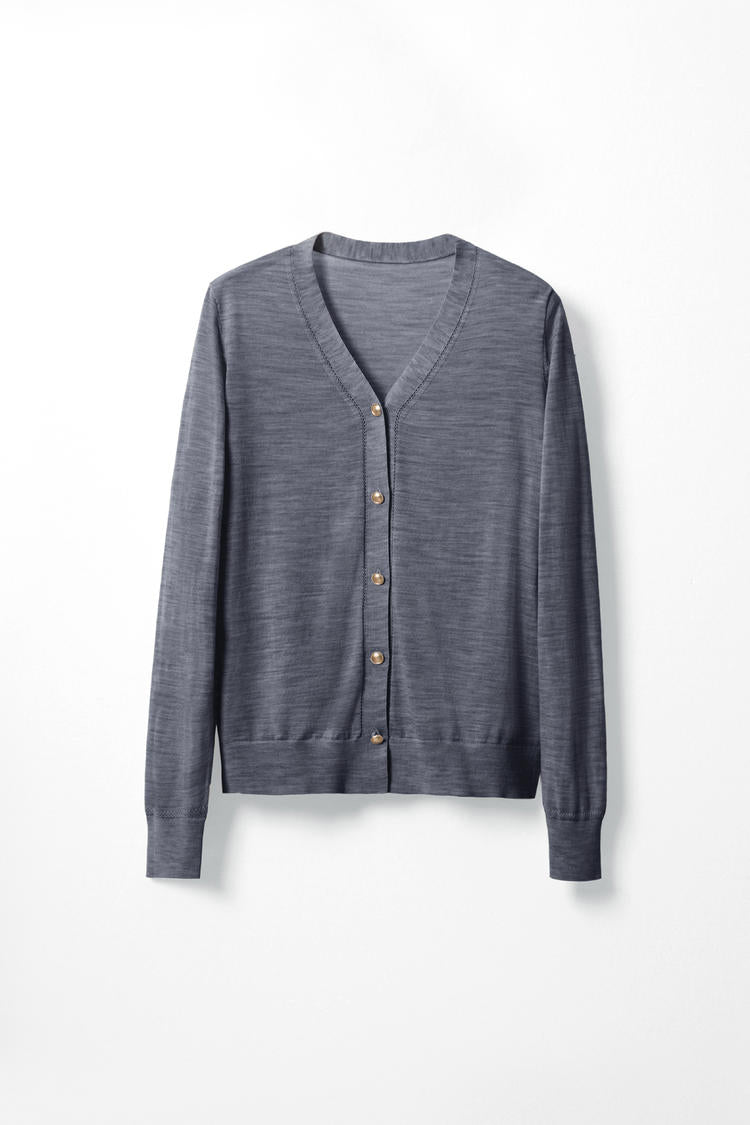 100% wool quality casual knit cardigan top Tracymade 6（M） Grey
