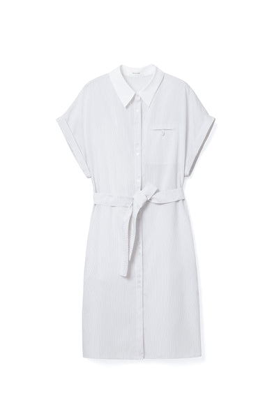 French-style lace-up fitted two-piece blouse women dress Tracymade 4（S） white stripe